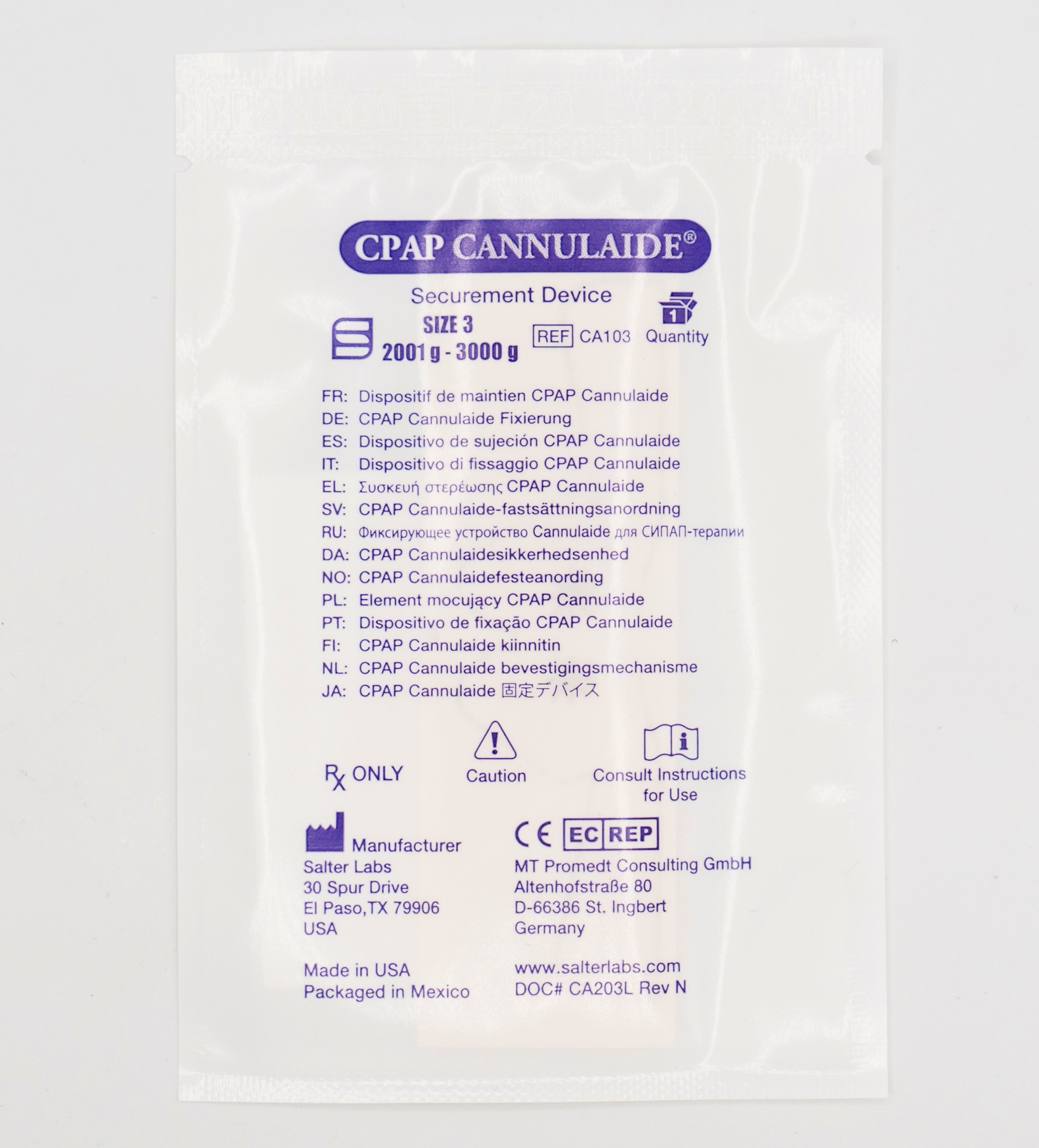 CPAP Cannulaide® Securement Device CA103-0-25 | Size 3, for babies 2001-3000g