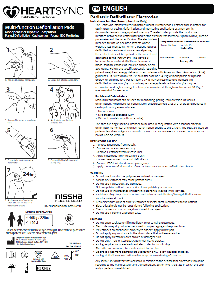 <p>HeartSync Pediatric Defibrillation Pads<br />Instructions for Use - US Market</p>