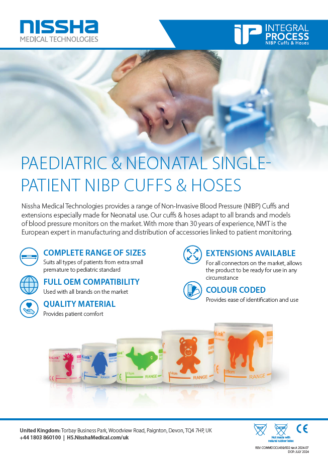 <p>NIBP Cuffs and Hoses for Paediatric - EN</p>