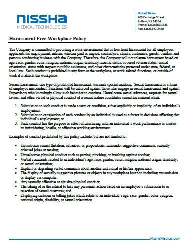 <p>Harassment Free Workplace Policy</p>