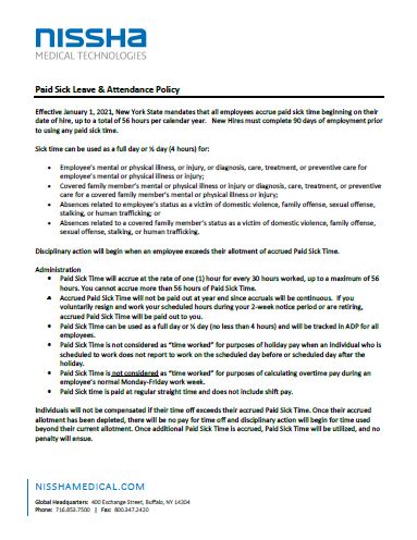 <p>Paid Sick Leave and Attendance Policy</p>